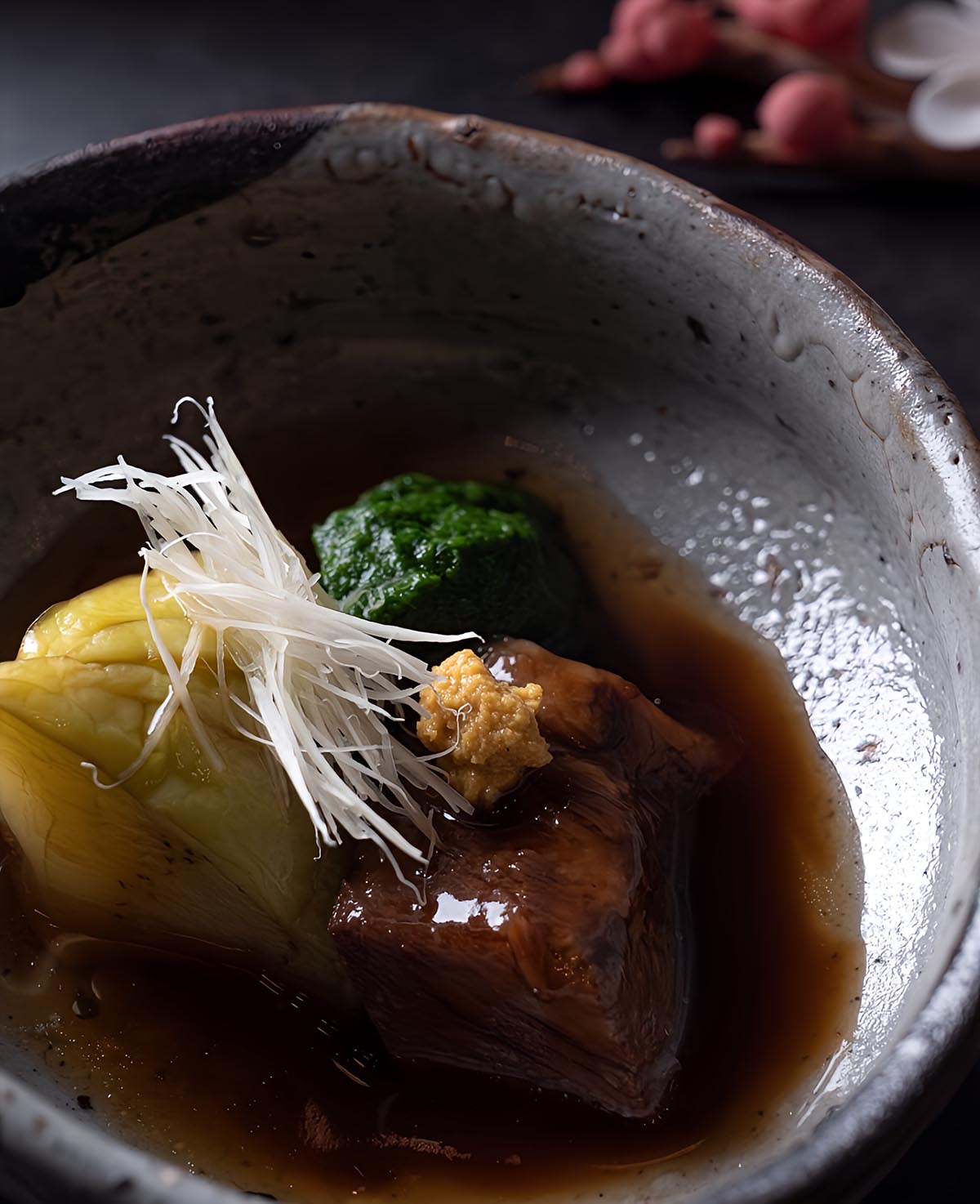 Braised Wagyu shank with port wine and Wagyu jus at Togyushi